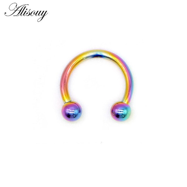 Alisouy 1 st näsa septum ring läpp nippel ögonbryn örsnibb ringar creol hästsko öron piercingar för kvinnor män stål kroppssmycken（Flerfärgad）