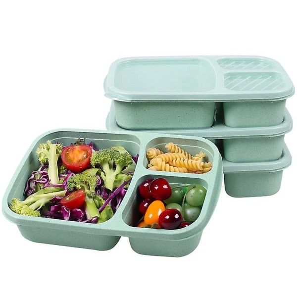 4-pack matlådor i plast med 3 fack, återanvändbar lunchlåda /barn/vuxna