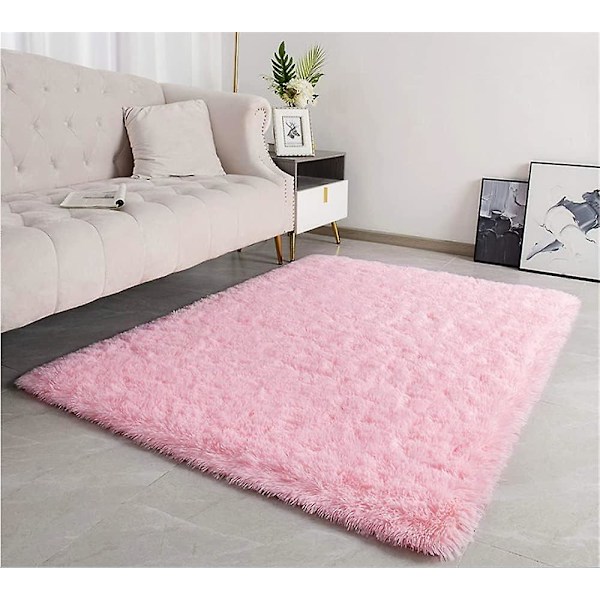 Modern mjuk fluffig vardagsrumsmatta lämplig för barnrum sovrumsinredning sovrumsinredning ultra mjuka mattor (rosa, 80x160cm)