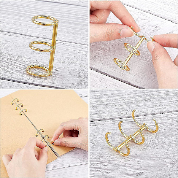 12 x 3-rings ringbind, gæstebogsring, metal løsbladring, hængslet ring til notesbog og album