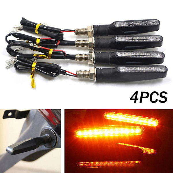 4 st motorcykel 12 LED blinkers blinkers ljus amber（svart）