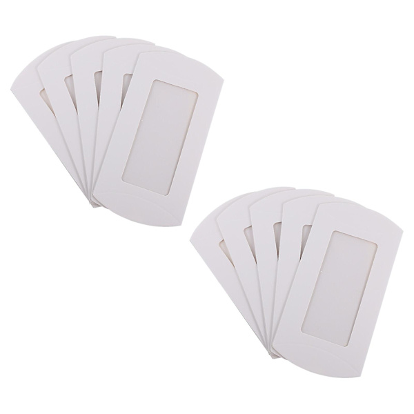 10 st kuddförpackade godisaskar söta presentaskar transparenta fönster presentaskar (12,5X7,4X2CM, vit)