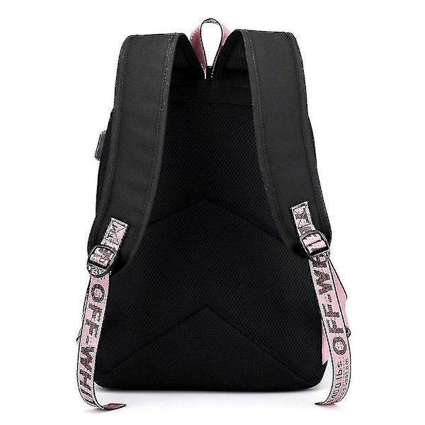 Blackpink Ryggsäck Usb Laddningsbar Ryggsäck Student Skola Väska（Svart）