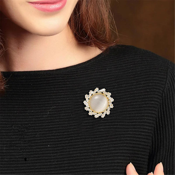 2023 Ny Uppgraderad Opal Magnetisk Brosch Pin för Kvinnor Mode Zirkon Koppar Brosch