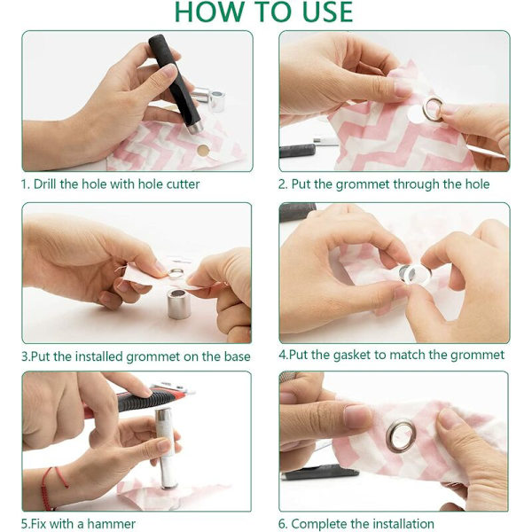 Grommetverktyg 12mm Metall Ögle Set 100 Set Grommet Kit Ögle Kit För Canvas Presenning Tält Reparation Silver (1/2\")