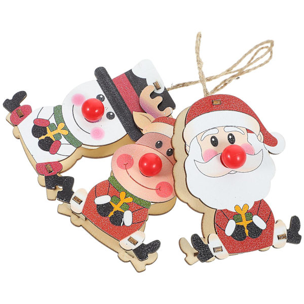 3-pak julevedhæng snemand elg julemand vedhæng glødende næse vedhæng julepynt (10.00X7.00X3.00CM, som vist på billedet)