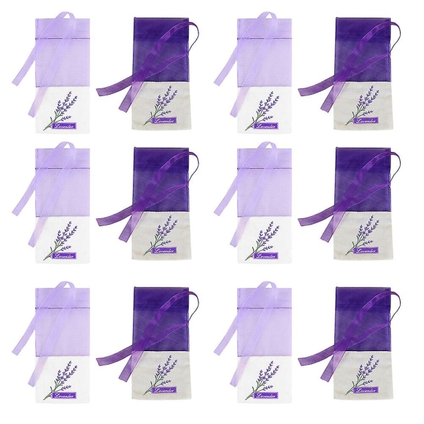 24 lavendelduftposer lavendelposer garderobeskufffrisker tomme poser (15X7.2X0.2CM, flerfarget)