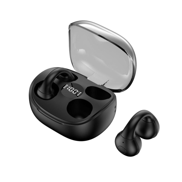 Trådlösa öronsnäckor Bluetooth 5.3 Öronklämma Hörlurar Inbyggd mikrofon IPX6 Immersive Premium Sound Headset Med laddningsfodral（Svart）