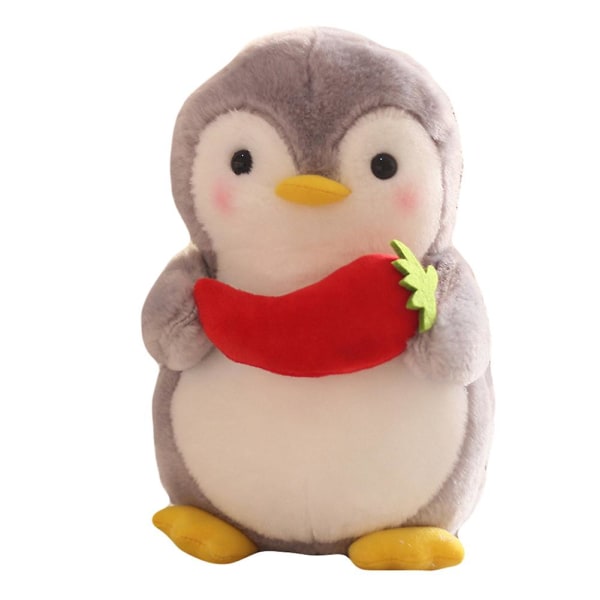 Suloinen pingviini halaa hedelmää pehmo täytetty nukke lasten lelu kodin sisustukseen ystävänpäivälahja (pippuria.)
