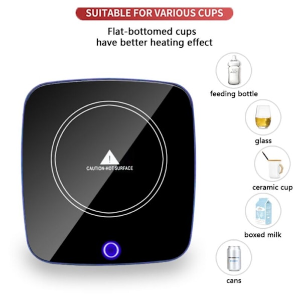 Koppvärmare, Elektrisk kaffekoppsvärmare med 3 temperaturinställningar (104℉, 122℉ till 131℉), Touch Sensor Kaffe Värmare för Te, Kaffe, Mjölk (Svart)