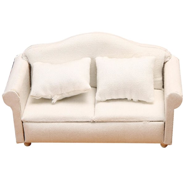 Mini sofa statue dekorasjon liten sofa modell miniatyr sofa statue mini hjem sofa dekorasjon (13.5X7.2X6.4CM, hvit)