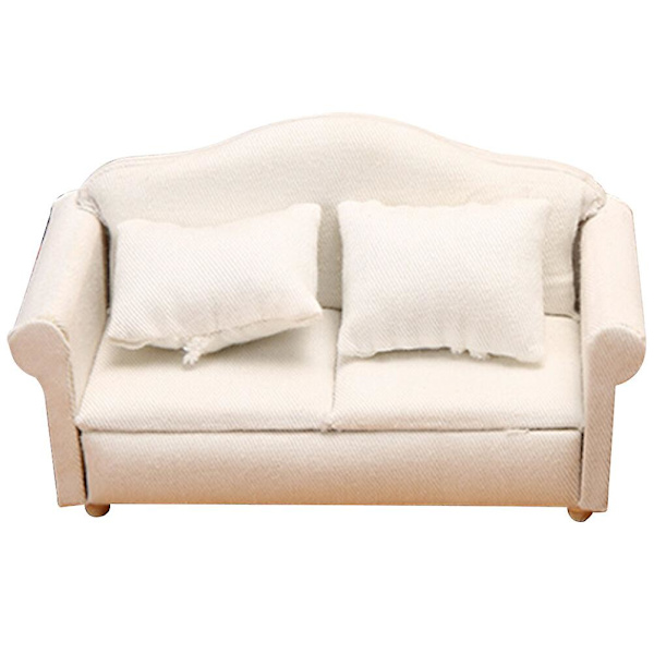 Mini soffa staty dekoration liten soffa modell miniatyr soffa staty mini hem soffa dekoration (13.5X7.2X6.4CM, vit)