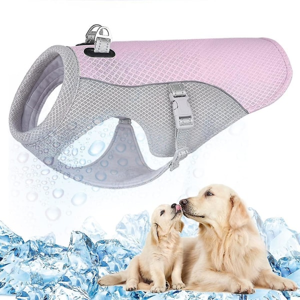 Dog Cooling Vest Adjustable Summer Clothing Dog Cooler Jacket For Outdoor Hiking, Walking And Camping iUh（M，Pink）