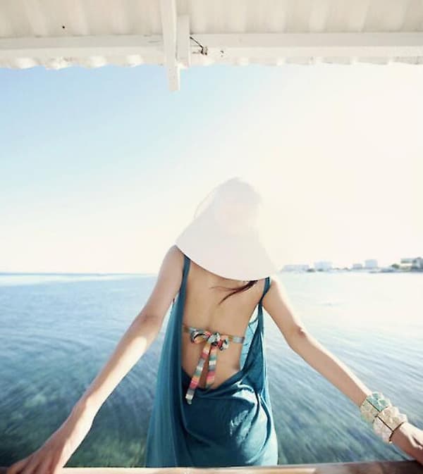 Dame Solhat af Halm Bredskygget Sommerhat Sammenfoldelig Rulle op Floppy Strandhatte til Kvinder-Sort
