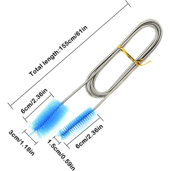 2 st blå och gula akvarierengöringsborste vattenrör luftslang slang rostfritt stål rengöringsborste