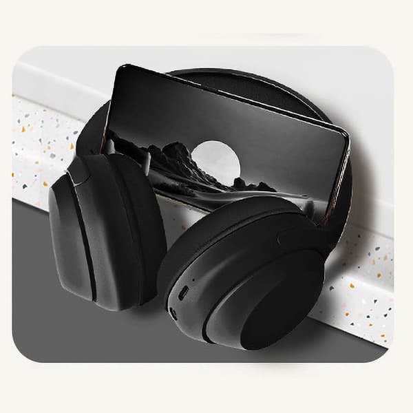 Trådlöst headset hopfällbart headset hörlurar hörlurar pluggbart kort universellt（svart）