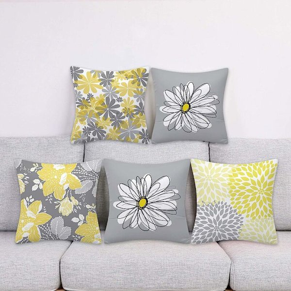 Set med 4 kuddfodral, soffhem vardagsrum sovrum heminredning blommörngott 45X45cm (Daisy - 45X45)