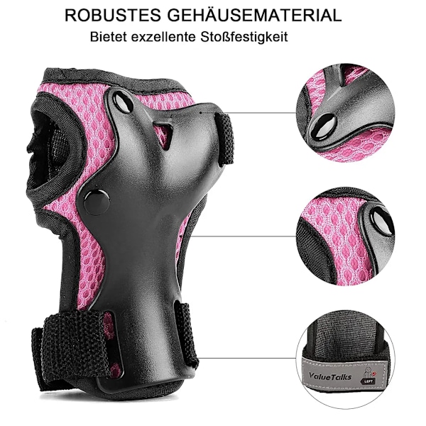 Barnens skydd inline skate skydd set skyddsutrustning barn knäskydd armbågsskydd handledsskydd skydd set (S-Rosa)