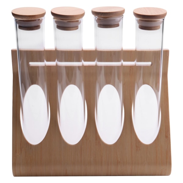 Trä Kaffe Bönor Te Display Rack Stativ Glas Provrör Förseglad Förvaring Dekorativa Prydnader Cere