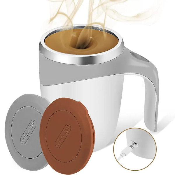 Automatisk omrörningsbar magnetisk mugg laddningsbar kaffekopp (vit)