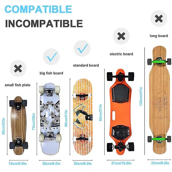 Skateboard taske til mænd, vandtætte skateboard rygsække taske med justerbare skulderstropper Portabl（sort）