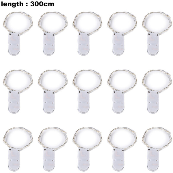 Sagoljus, 30 LED-lampor, 3 meter, batteridriven, för bröllop, gör-det-själv, fest, jul, 15-pack