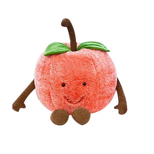 Morsom plysj smilende kirsebær vannmelon frukt utstoppet dukke Hjemmeseng Sofa Dekor Gaver（S, Cherry）