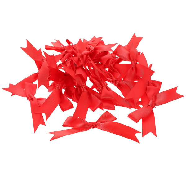 30-delers liten rød sløyfe DIY bryllupsfest dekorasjonssløyfe utsøkt gaveemballasjesløyfe (9,5X5,2 cm, rød)