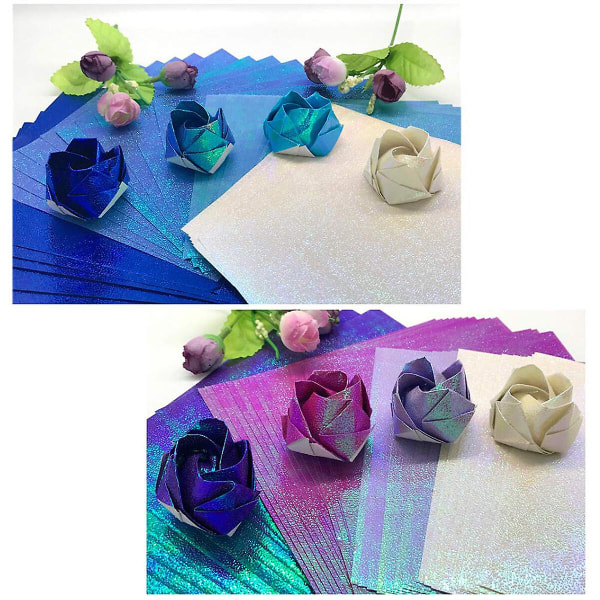 100 st regnbågspapper fyrkantigt glänsande vikt papper DIY handgjorda papperskranpappersutskärning (15 cm, 10 färger) (100 st, som visas på bilden)