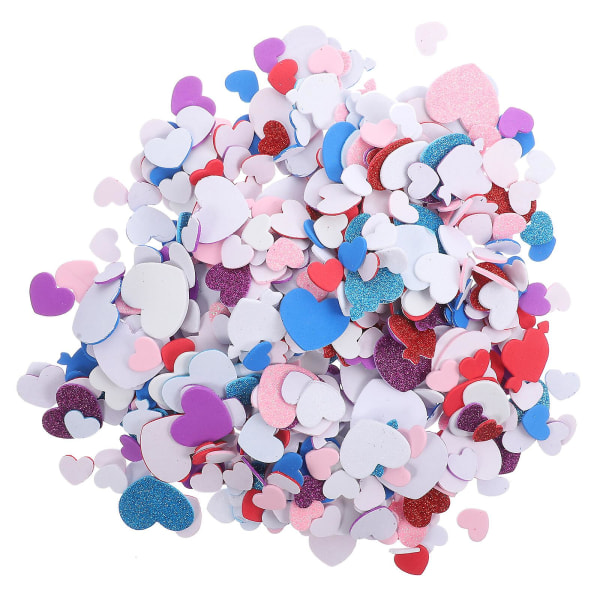 610 deler hjerteformede skumklistremerker Valentinsdag selvklebende hjertehåndverksklistremerker (4X3,4 cm, flerfarget)