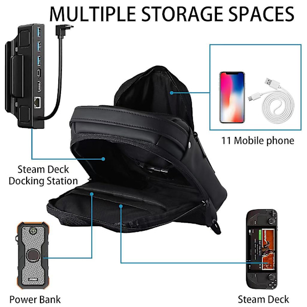 Messenger bröstryggsäck Anti-Scratch Vattentät värd Steam Deck Mjukt fodral