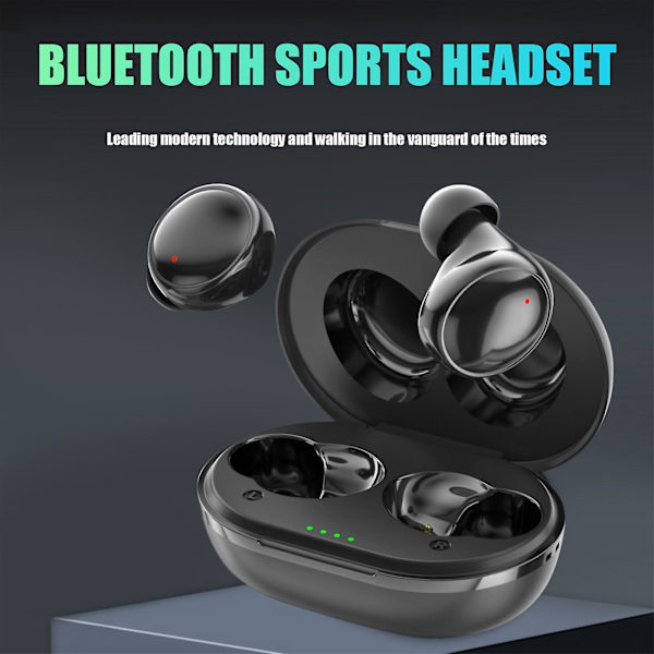 Bluetooth-hörlurar, trådlösa Bluetooth 5.0-sportörlurar, stereoljud, inbyggt mikrofonheadset för sportgymträning (svart)