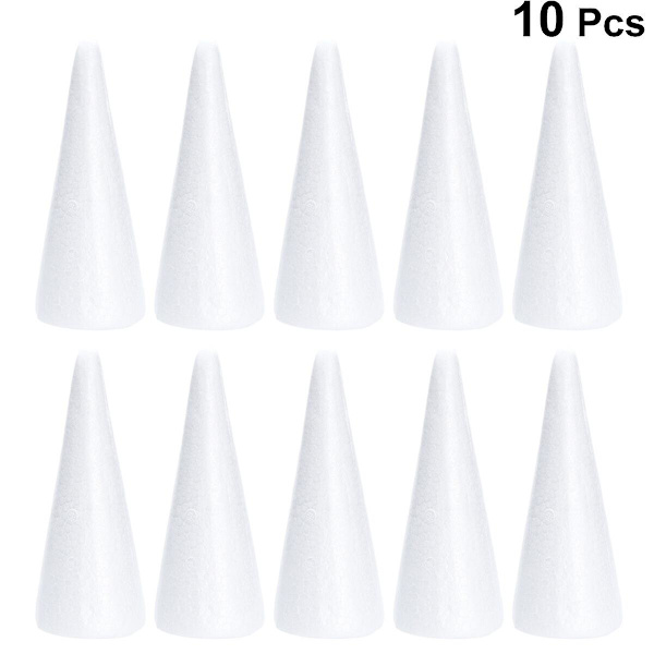 10 st 18,5 cm vita solida DIY-koner Barn handgjorda hantverkskoner Tillbehör för hemhantverk Jul (18,5 cm, vit)
