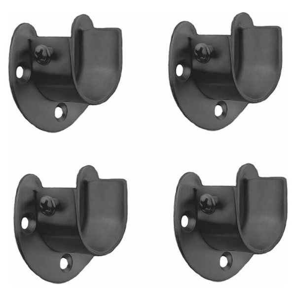 Svart Edition Rostfritt Stål Garderobsstångsfäste, U-formad Öppen Typ Hållfäste, Duschdraperistångsändfäste (4-pack)
