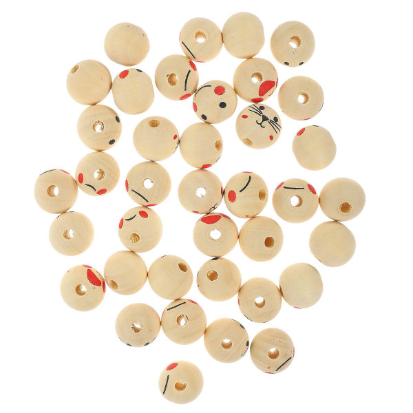 100 smiley-ansigtsperler gør det selv-smiley-ansigtsperler i træ Håndværkssmykker til fremstilling af løse perler (2X2 cm, som vist i figur 2)