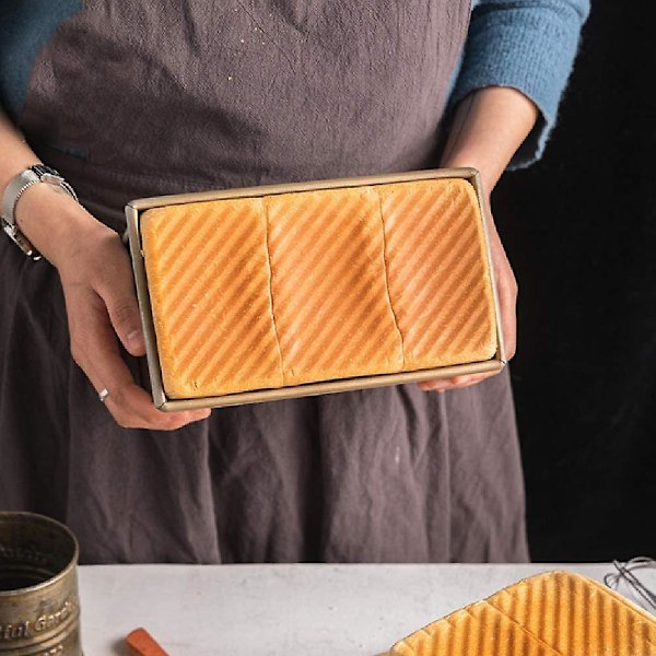 Til 450g dej toastbrød bageform kage brødform form bageform med låg (guld rektangel bølge)