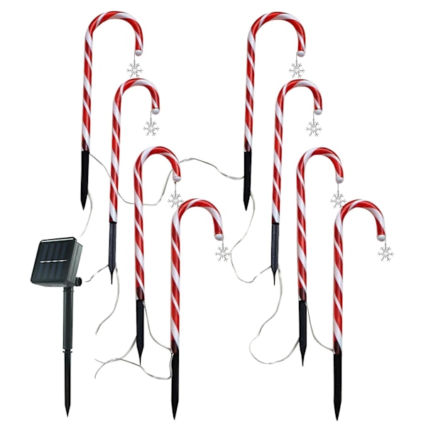 Solcellsenergi Jul Krutch Marklampa Utomhus Plug-in Candy Krutch Lawns Landskap Lamp 8-delad Set（Röd）