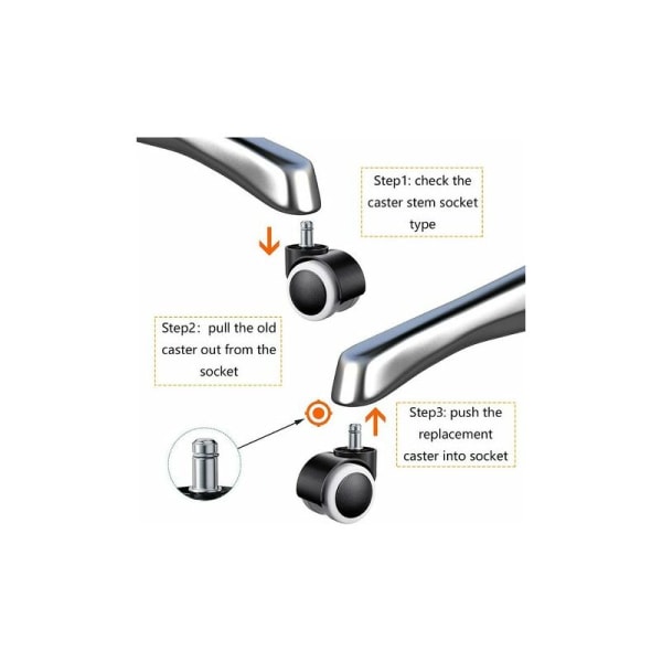 5st Hjul för kontorsstol, Universal Hårdgolv Hjul Byte av kontorsstol Hjul för kontorssits, Laminatgolv, Parkett, Kakel 10X22mm