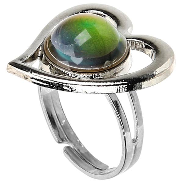 Hjerteringsfargeskiftende humørring Fingerdekorasjon Klær Ring Kvinner (2X1.8CM, som vist på bildet)