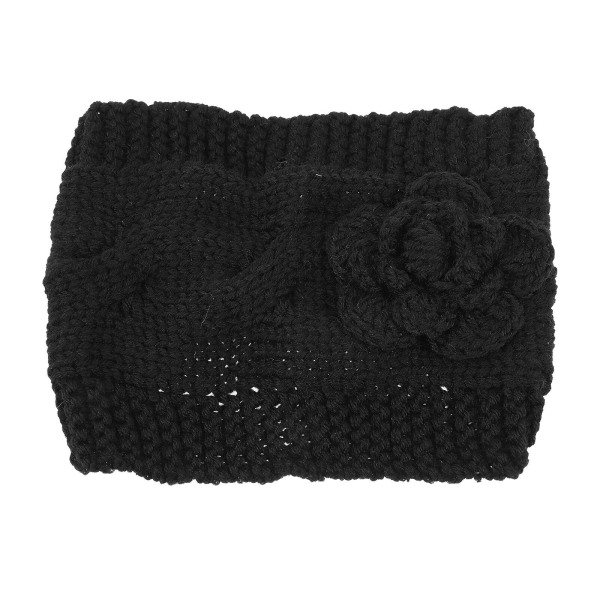 1 stykke vinter pannebånd for kvinner mote hijab strikket varmt pannebånd (21X18X0,6 cm, svart)