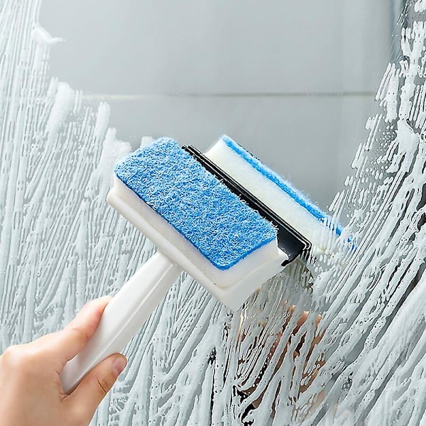 Vindue Rengøring Børste Mikrofiber Squeegee Vindue Skrubber, Professionel Vindue Rengøring Combi Vindue Combi Vindue Skrubber til Badeværelse Gulv/Væg Flise