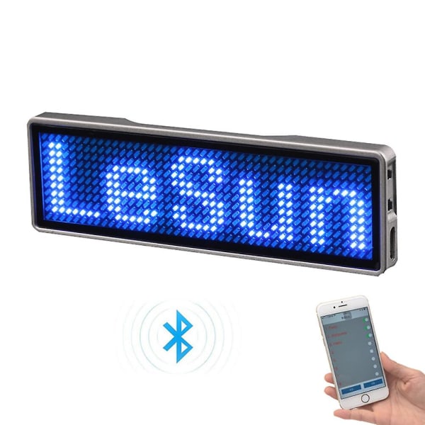 Genopladelig Bluetooth Digital LED Badge DIY Programmerbar Rullende Besked Varemærke Mini LED Display（Pink）