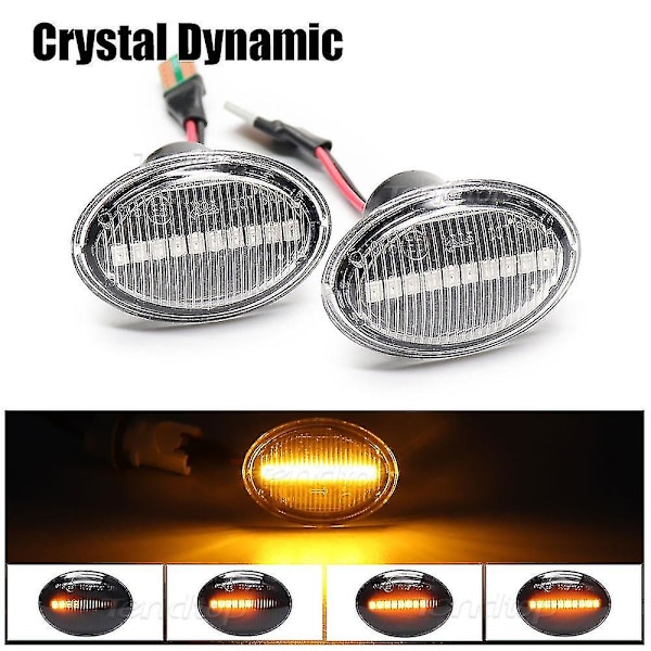 Rav Amber LED Dynamisk Blinklys til Fiat 500 500c 500l Blinkende Sidemarkørlys til Abarth 500 595 695 Alfa 4c Lancia（Dynamisk Krystal）