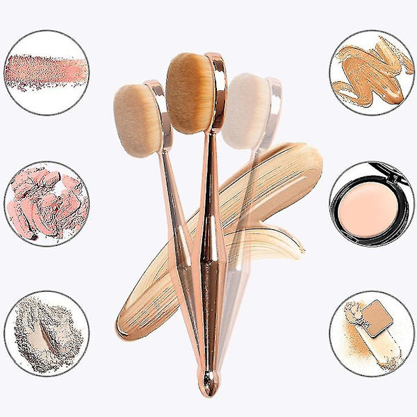 Mjuk borste sminkborste för foundation puder contour concealer rouge roséguld