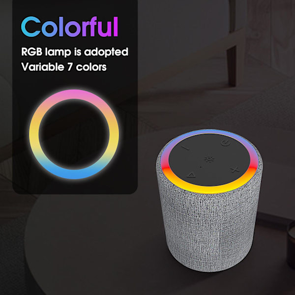 Rund 5.1 Trådlös Bluetooth-högtalare Bas Med Färgade Ljus, Blixt, Färgglada Utomhus Pluggbara Couplets FM Med Snöre（Grå）