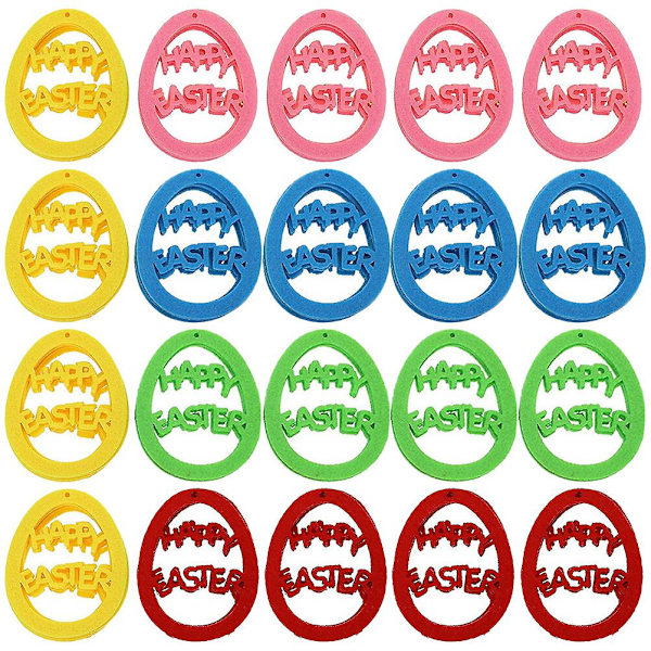 20-pack vackra äggformade påskdörrdekorationer i filt, påskdekorationer för dörrar (8 x 5 cm, blandade färger)