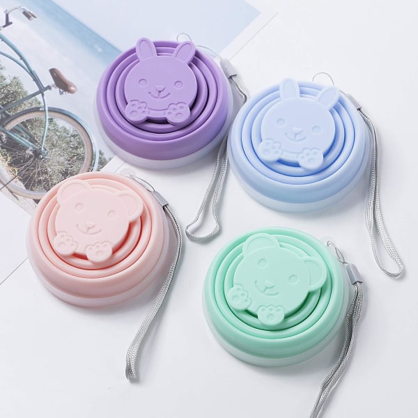 Hopfällbar Vattenkopp Mugg, Set Om 4 Resmugg Campingmugg Med Lock, Hopfällbar Silikon Resmugg, Bärbar, Kaffeemugg För Camping Vandring Picknick