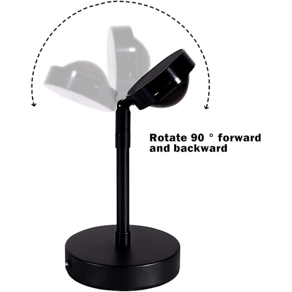Solnedgångsprojektion LED-ljus Regnbågsgolvstativ Modern lampa Nattljus med USB-laddning Roterbar färgglad projektionslampa