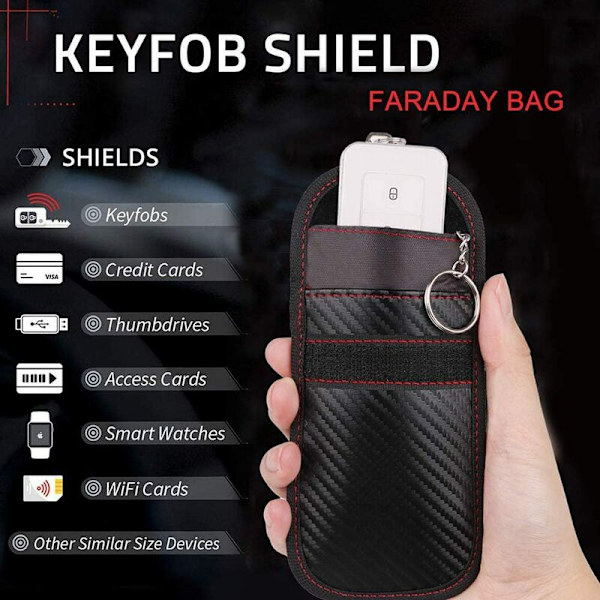 Nyckellöst skydd för bilnycklar [2-pack], fjärrnyckelskyddspåse, strålskyddspåse för att blockera RFID, NFC, automatisk blockerare