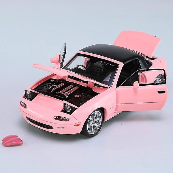 1:32 Mazda Mx5 Mx-5 Superbil Lekebil i Støpt Metall Med Lyd og Lys, Pull Back, Barnelek, Samleobjekt, Bursdagsgave (Hvit)
